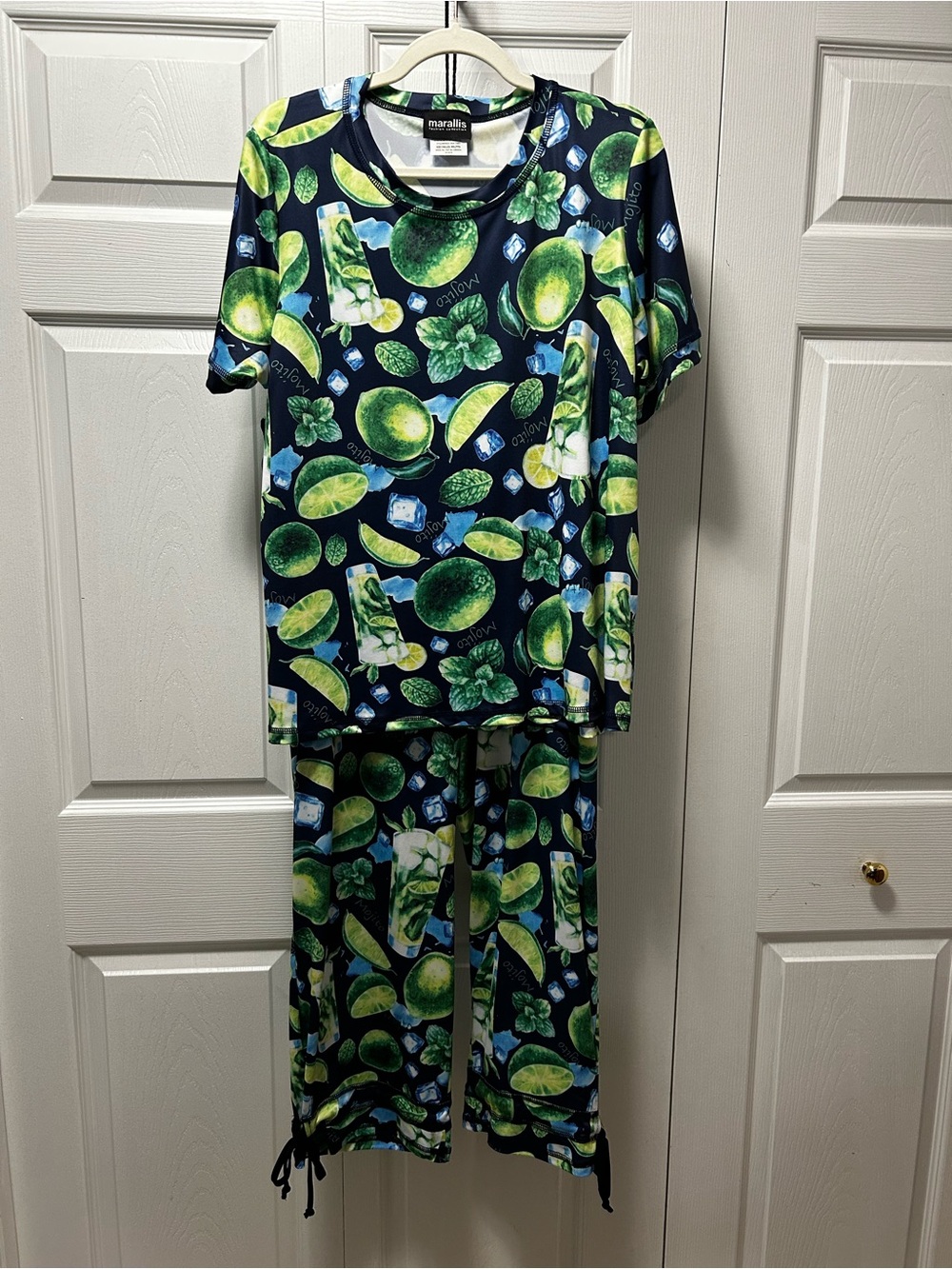 Maralis Navy Lime Print Women's Lounge Set